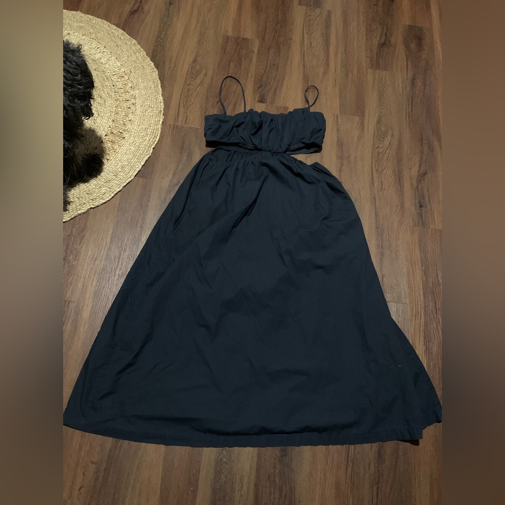 Abercrombie and Fitch black cotton maxi cut out dress casual fall formal boho XL - Picture 3 of 5